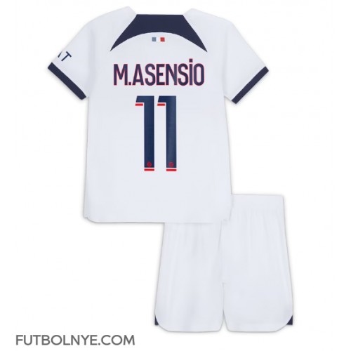 Camiseta Paris Saint-Germain Marco Asensio #11 Visitante Equipación para niños 2023-24 manga corta (+ pantalones cortos)